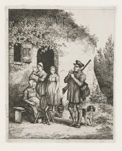 Company at the Door of a House by Christiaan Wilhelmus Moorrees