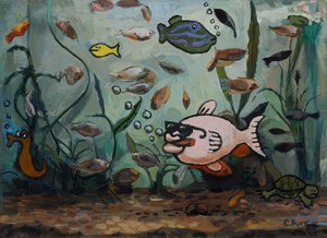 Big Pink Fish in Fishy World 1988 by Christian Furr