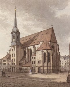 Watercolor of the Dresden Sophienkirche