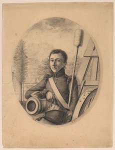 Portrait of a Young Soldier, Kepi in Right Hand, Leaning on a Cannon Barrel (Self-Portrait?)