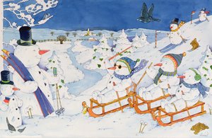 Snowmen Tobogganing