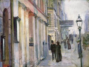 The Corner of Karl Johan and Dronningens Street by Christian Krohg