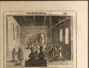 Ambassadorial Prikaz Posolsky Prikaz in Muscovy Illustration from Travels to the Great Duke of M by Christian Lorenzen Rothgiesser