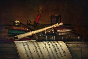 Vintage Flute Still Life by Christian MARCEL