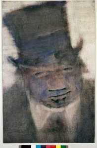 The Man with the Top Hat (Painting with Gouache and Pencil by Christian Rohlfs) by Christian Rohlfs