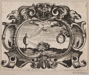Emblem with Sun Shining Through a Ring and a Burning Glass, Igniting a Fire by Christian Rothgiesser