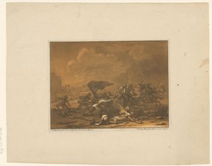 Battle Between Riders and Foot Soldiers by Christian Rugendas
