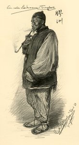 Man smoking a pipe, Tsingtao, China, 1898
