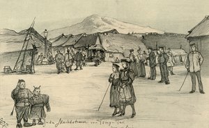 Market place, Tsingtao, China, 1898 by Christian Wilhelm Allers