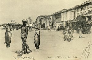 Street Scene in a Fishing Village, Mutwal, Ceylon, 1898 by Christian Wilhelm Allers