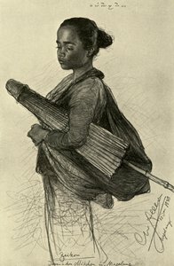 Young woman with parasol, Magalang, Java