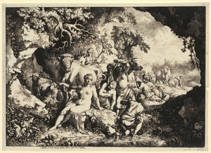 Bathing Nymphs in a Rock Cave by Christian Wilhelm Ernst Dietrich