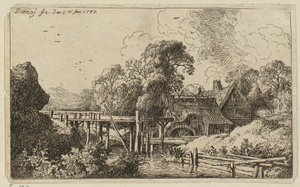 A Mill with a High Flume by Christian Wilhelm Ernst Dietrich