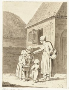 Peasant Woman Sending Her Children to School by Christina Chalon