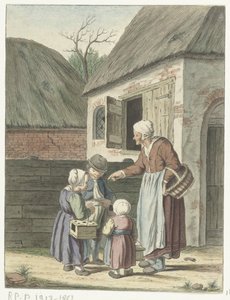 Peasant Woman Sending Her Children to School by Christina Chalon