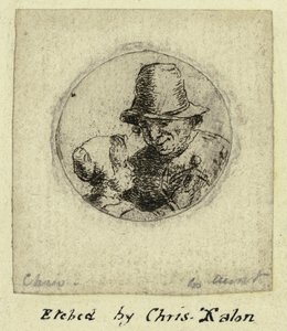 Medallion of Man and Young Girl with Doll by Christina Chalon