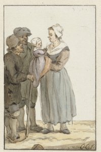 Woman with child by two men by Christina Chalon