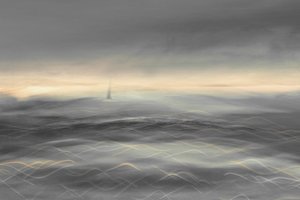 Misty Ocean Sailboat