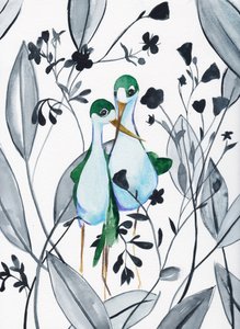 Green Birds In Nature by Christine Lindstrom
