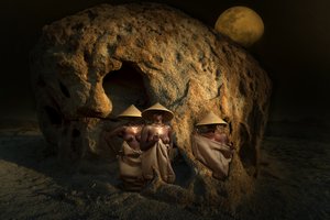 Tribal Women Under Moon