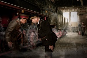 Vintage Steam Train Inspection by Christine von Diepenbroek