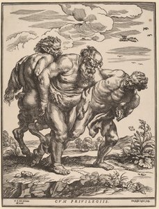 Silenus Accompanied by a Satyr and a Faun by Christoffel Jegher after Sir Peter Paul Rubens