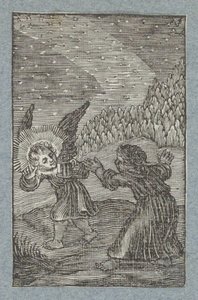 Angel with Lantern Guiding a Child by Christoffel van Sichem (II)