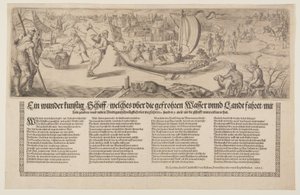 Broadside with a Barge Sailing on Ice by Christoffel van Sichem I