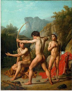 Three Spartan Boys Practising Archery by Christoffer Wilhelm Eckersberg