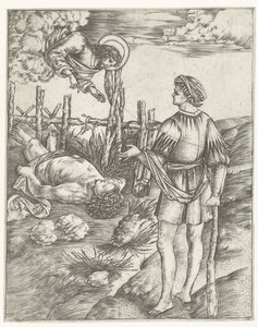 God Speaks to Cain Standing by the Dead Body of Abel by Christoforo di Michele Robetta
