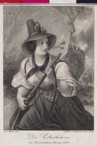 Girls from the Zillertal in the Tyrolese Struggle for Freedom 1809 (engraving)