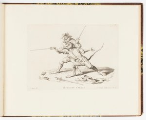Plate 7, The Master of Arms, Monkey Antics or Different Actions of Human Life Represented by Monkeys by Christophe Huet