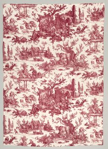 Strip of Copperplate Printed Cotton with Les Plaisirs de la Ferme Design by Christophe Philippe Oberkampf