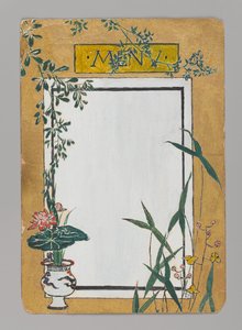 Menu Card with Bamboo and Flowers, ca. 1880