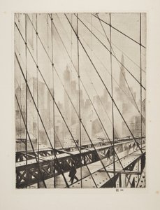 Looking Through Brooklyn Bridge, pub.1921 by Christopher Richard Wynne Nevinson