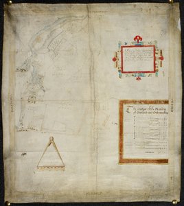 Map of Bayford and Goodmanston Manors in Murston and Sittingbourne, co. Kent: 1590 by Christopher Saxton