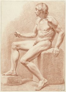 Seated Male Nude, Seen from the Side by Chrétien Dubois