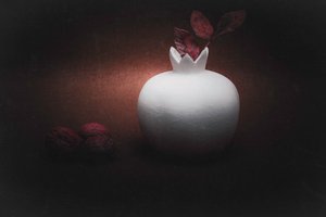 Moody Pomegranate Still Life