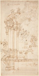 A Baldachin with a Painting of the Annunciation by Circle of Andrea Pozzo