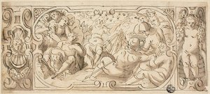 Design for Decorative Frieze with Joseph Interpreting His Dream to His Brothers by Circle of Giovanni Battista Castello