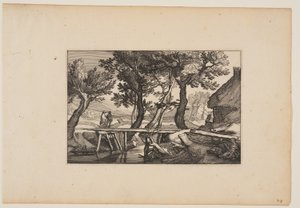 A Wooden Bridge, from Landscapes by Claes Jansz. Visscher