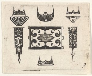 Blackwork Print with Nine Motifs by Claes Jansz Visscher