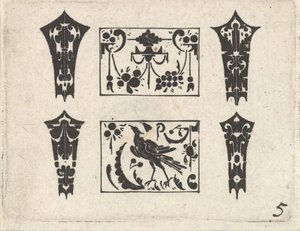 Blackwork Print with a Symmetrical Schweifwerk Pattern by Claes Jansz Visscher