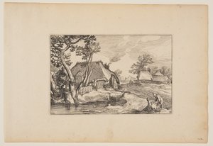 Old Man and Woman Resting at a Pond, from Landscapes by Claes Jansz. Visscher