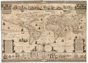 Composite Sheet with Engraving, Scale: circa 1:35,000,000 by Claes Jansz Visscher