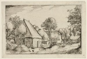 A Farmyard, plate five after Pictures of Farms, Country Houses and Rustic Villages by Claes Jansz. Visscher II