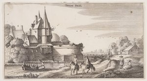 Country Road Along a Village with a Bastion, from Landscapes by Claes Jansz. Visscher II