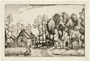 Landscape with Hewed Trees, plate seventeen after Pictures of Farms, Country Houses and Rustic Villages by Claes Jansz. Visscher II