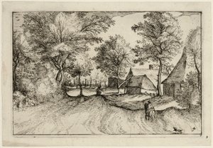 Village Road, plate four after Pictures of Farms, Country Houses and Rustic Villages