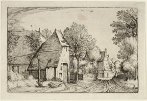 Village Road, plate three after Pictures of Farms, Country Houses and Rustic Villages by Claes Jansz. Visscher II